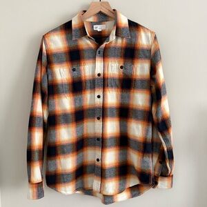 GAP Plaid Flannel Shirt Tangy Orange Small